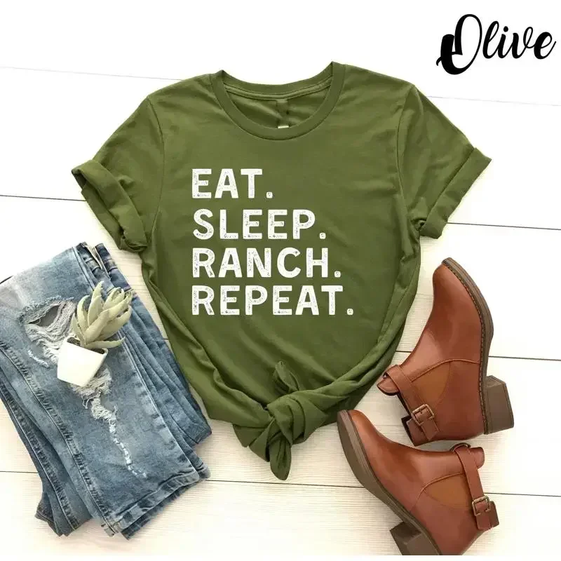 Foody Snacks - Camiseta Engraçada Eat Sleep Ranch RepeaT